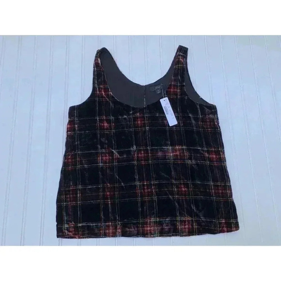 J. Crew JCrew Woman's Festive Stewart Plaid Velvet Tank Top 4 NEW - Picture 3 of 4